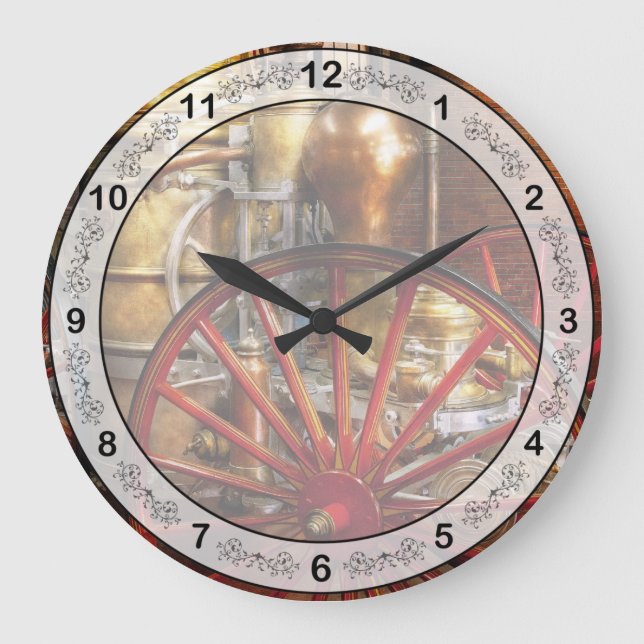 Grande Horloge Ronde Pompier - Un jour, il y a longtemps (Recto)