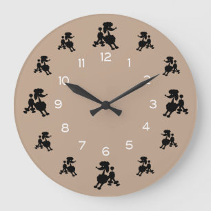 Grande Horloge Ronde Poodles noirs