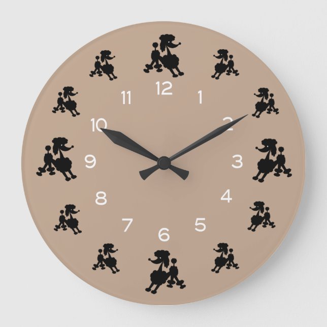 Grande Horloge Ronde Poodles noirs (Recto)