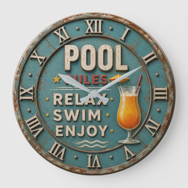 Grande Horloge Ronde Pool Rules Swimming  Decor  (Recto)