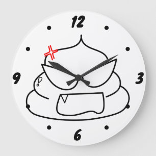 Grande Horloge Ronde Poop en colère - Brootsch le PooPoo