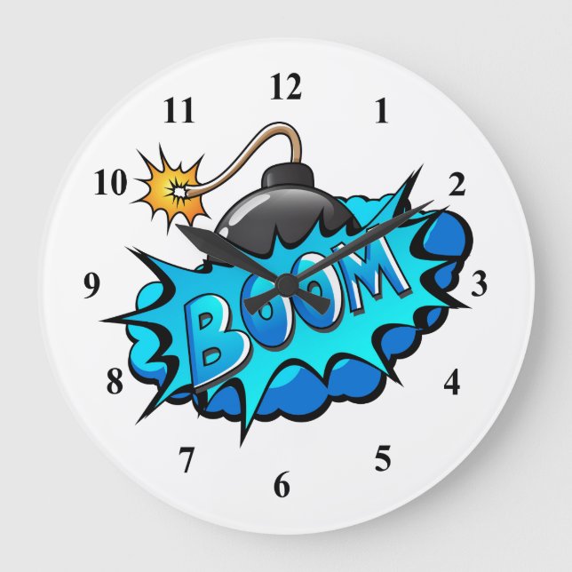 Grande Horloge Ronde Pop Art Comic Style Bomb Boom! (Recto)