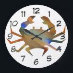Grande Horloge Ronde Pop Art Crabe<br><div class="desc">Pop Art Crab. Sélectionnez Personnaliser. Supprimer ou modifier l'image "Numéros 1-12" avant l'achat. Le design est disponible sur d'autres produits.</div>