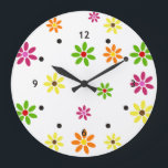 Grande Horloge Ronde Pop art Flowers seamless pattern   your ideas<br><div class="desc">pop art par EDDA Fröhlich / EDDArt | motif de fleurs | pour les années 60 / les années 70 - Flower Power Lovers - Make Love Not War | Vous manquez d'autres couleurs ou produits avec ce design? N'hésitez pas à me contacter : contact@eddart.de ou à jeter un oeil...</div>