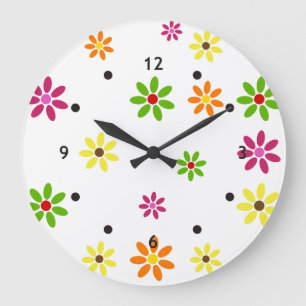 Grande Horloge Ronde Pop art Flowers seamless pattern + your ideas