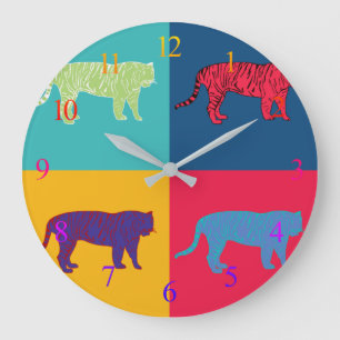 Grande Horloge Ronde Pop Art Tigers