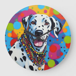 Grande Horloge Ronde Pop Art Vibrant Dalmatie