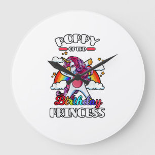 Grande Horloge Ronde Poppy De La Licorne Arc-En-Ciel De La Princesse D'