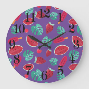 Grande Horloge Ronde Popsicle, Cherry, Strawberry & Watermelon Leaves