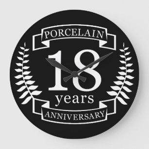 Grande Horloge Ronde Porcelaine traditionnelle mariage anniversaire 18