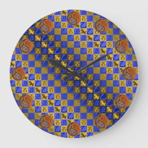 Grande Horloge Ronde Porte-clés acrylique Capricorne & Bœuf de Bois
