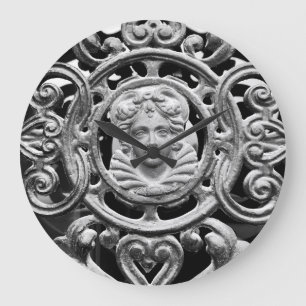 Grande Horloge Ronde Porte ornée de tempête en fer