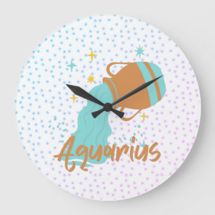 Grande Horloge Ronde Porteur d'eau Aquarius moderne Zodiac