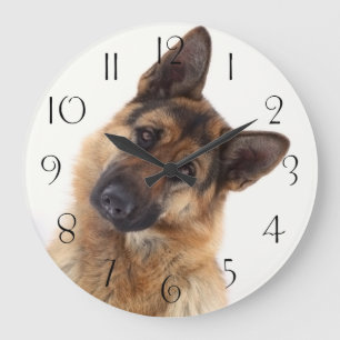 Grande Horloge Ronde Portrait amusant et adorable de berger allemand