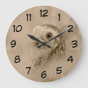 Grande Horloge Ronde Portrait de Chicken Sepia