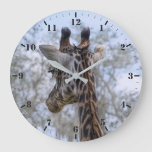 Grande Horloge Ronde Portrait de girafe. Je vous vois si je ne regarde