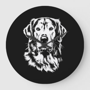 Grande Horloge Ronde Portrait de Golden Retriever Vêtements minimaliste