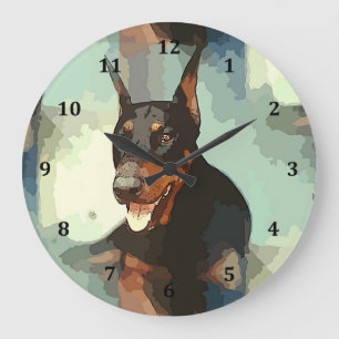 Grande Horloge Ronde Portrait de Pinscher de dobermann