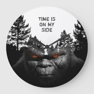 GRANDE HORLOGE RONDE PORTRAIT DE SASQUATCH BIGFOOT