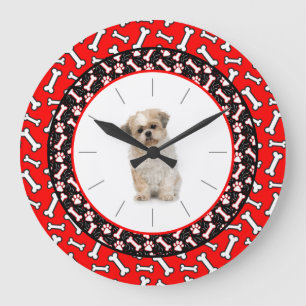 Grande Horloge Ronde Portrait du chien Le cadre d'os du chien