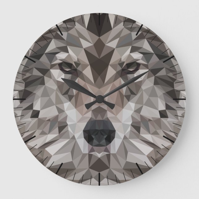 Grande Horloge Ronde Portrait géométrique Wolf Lone (Recto)