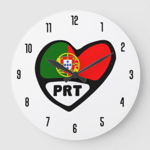 Grande Horloge Ronde Portugal Code pays PRT Coeur drapeau