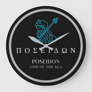 Grande Horloge Ronde Poseidon Greek God of the Sea Trident Design