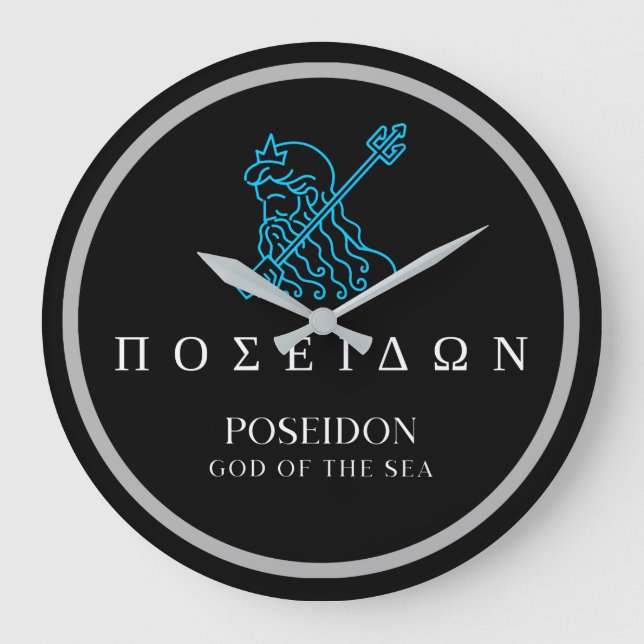 Grande Horloge Ronde Poseidon Greek God of the Sea Trident Design (Recto)