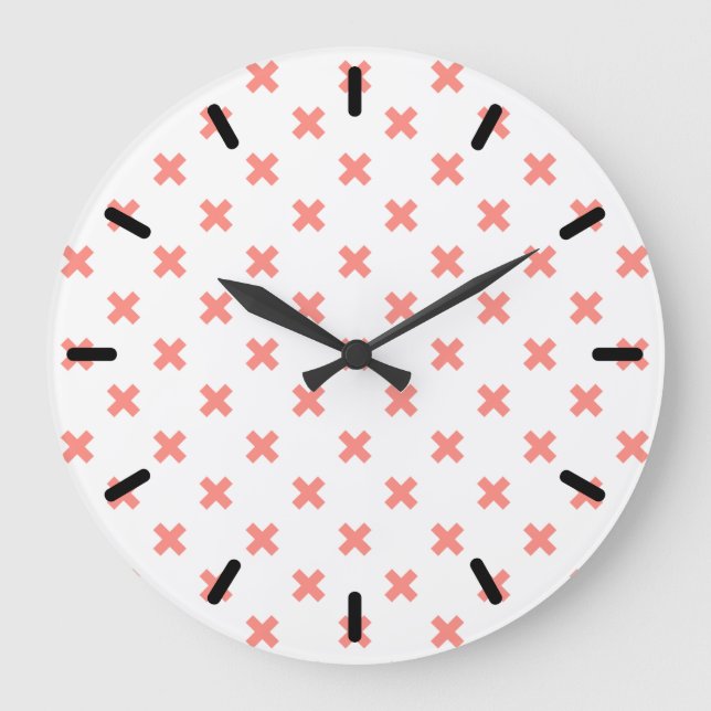 Grande Horloge Ronde Poser les points de croix sur blanc (Recto)
