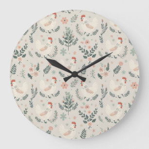 Grande Horloge Ronde Poulet dans le jardin