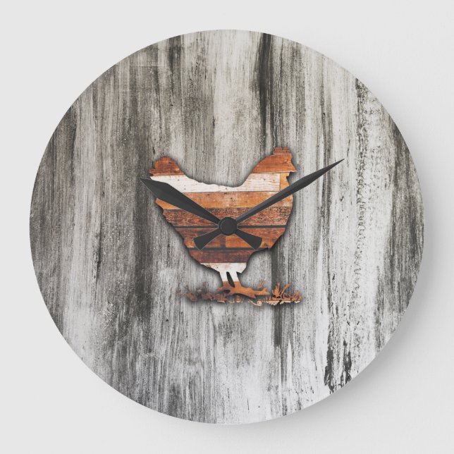 Grande Horloge Ronde Poulets rustiques (Brown) (Recto)