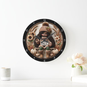 Grande Horloge Ronde Poupée Fille de l'Amour d'Automne