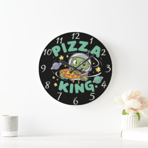 Grande Horloge Ronde Pourcentage de pizza : personnage de dessin animé 