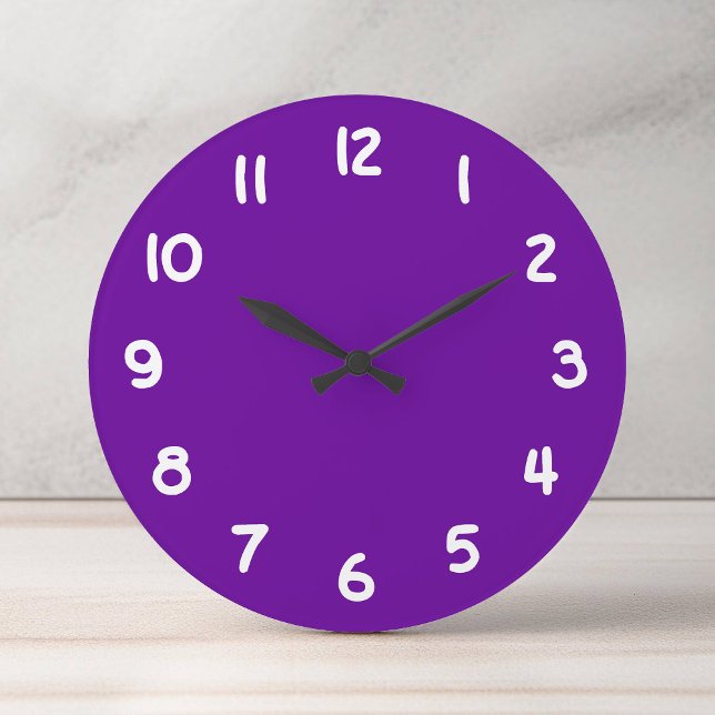 Grande Horloge Ronde Pourpre 660099 (Bright Solid Color Purple Large Clock)