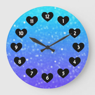 Grande Horloge Ronde Pourpre et lueur vacillante bleue avec l'horloge