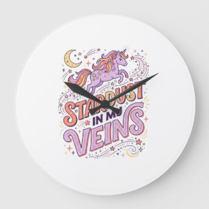Grande Horloge Ronde Poussière d'étoile de licorne dans mes veines conc
