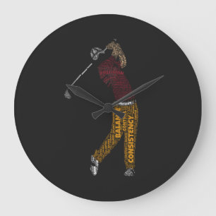Grande Horloge Ronde Précision Équilibre Cohérence Golf Typographie Jeu