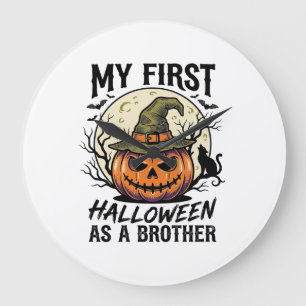 Grande Horloge Ronde Premier frère d'Halloween Vintage Pumpkin Moon Shi