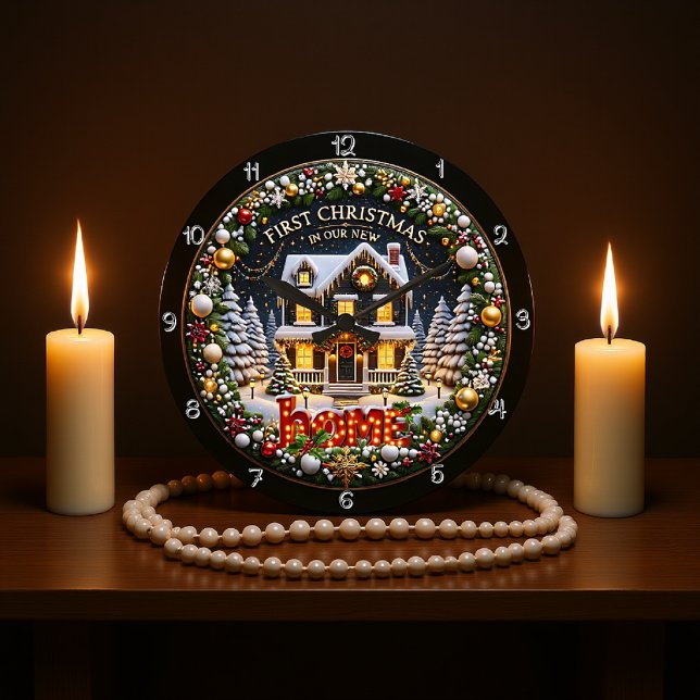 Grande Horloge Ronde Premier Noël Dans Notre Nouvelle Maison (Créateur téléchargé)