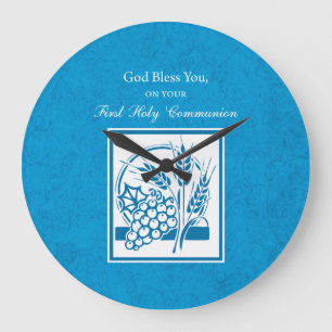 Grande Horloge Ronde Première communion, blé, raisins bleus