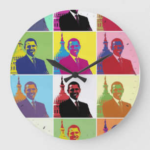 Grande Horloge Ronde Président Obama Pop Art