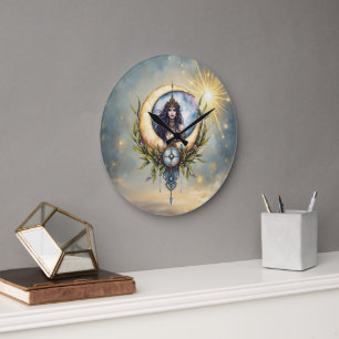 Grande Horloge Ronde Prêtresse de la Lune – Gardienne de l'Équilibre Cé
