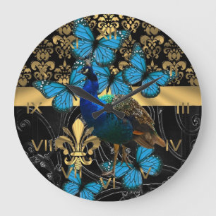 Grande Horloge Ronde Pretty feminine peacock design