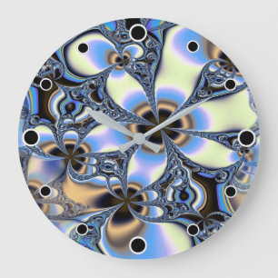 Grande Horloge Ronde Pretty Fractal Floral in pastel shades