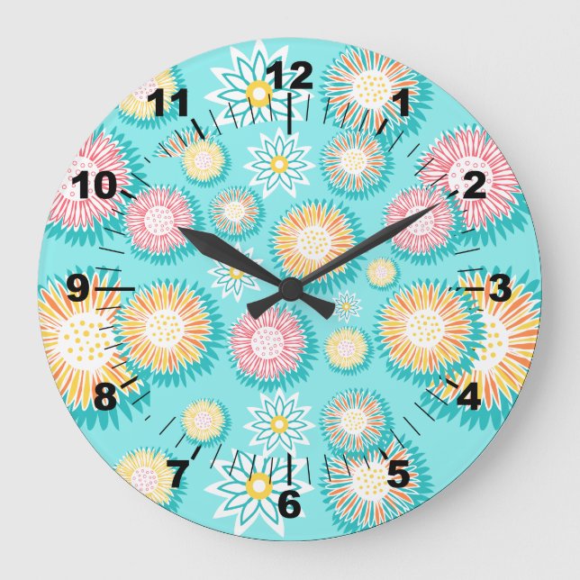 Grande Horloge Ronde Pretty Pastel Pattern Unique Decorative Wall (Recto)