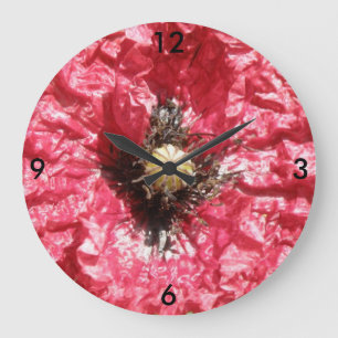 Grande Horloge Ronde Pretty Red Poppy Flower Macro Wall Clock