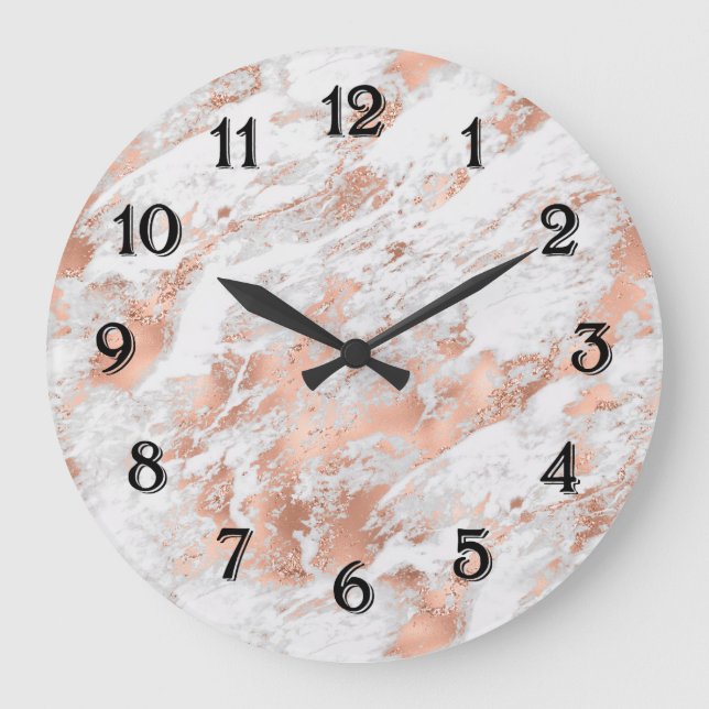 Grande Horloge Ronde Pretty Rose Gold White Glitzy Marble (Recto)