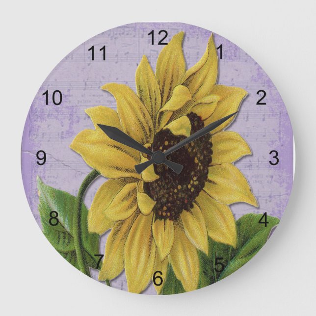 Grande Horloge Ronde Pretty Sunflower (Recto)