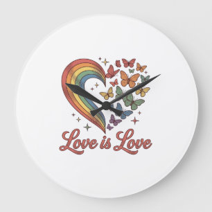 Grande Horloge Ronde Pride Papillon Cœur Amour Est Amour Conception de