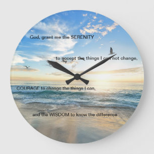 Grande Horloge Ronde Prière de sérénité de la plage en 12 étapes